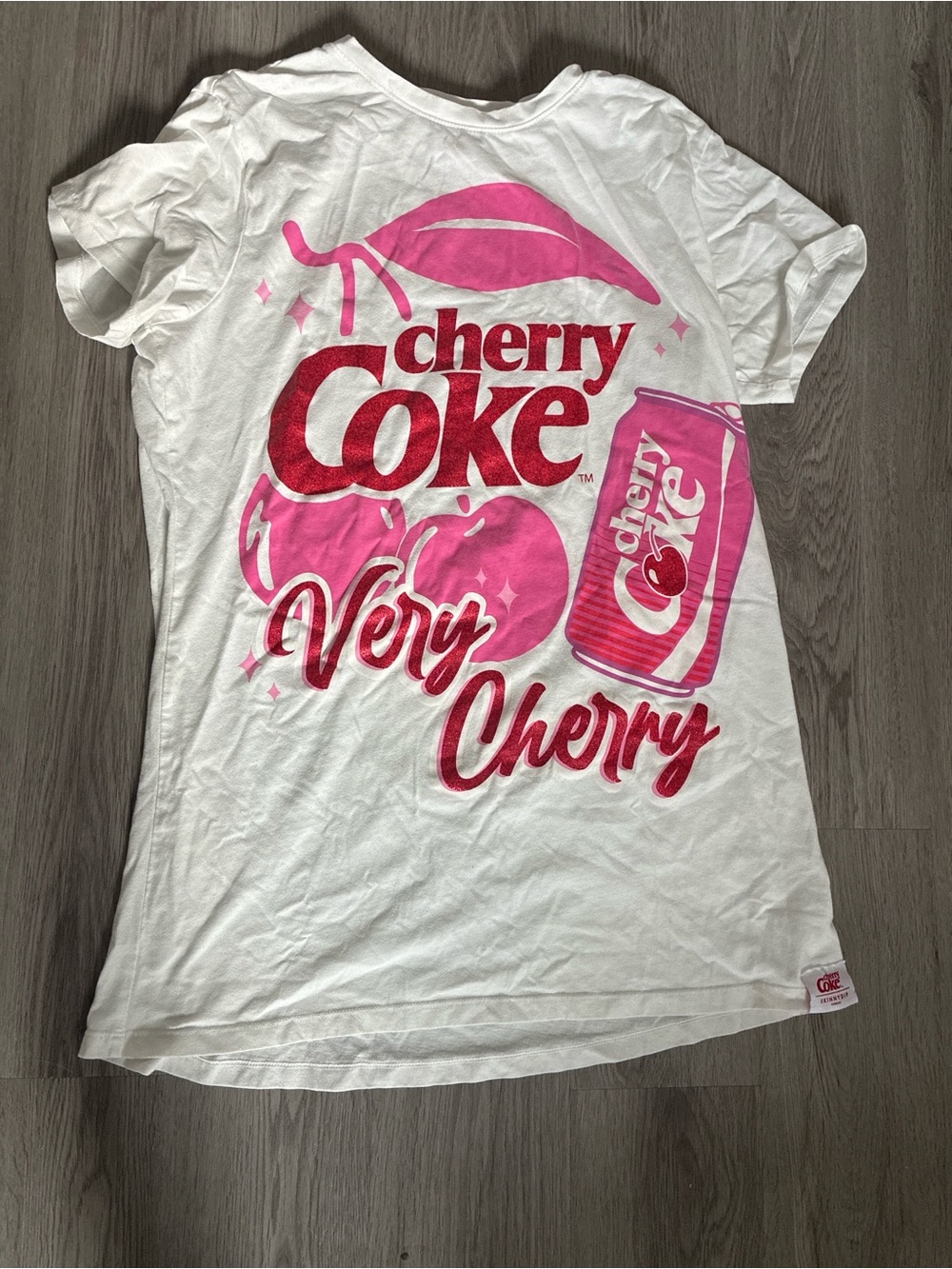 Very Cherry Graphic Tee - White with Pink Print